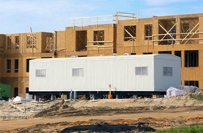 industrial office trailers for rent on a job site in Bloomington, CA